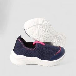 Slip On Infantil Gabrielinha Calce Fácil Mesh Detalhe Pink Marinho