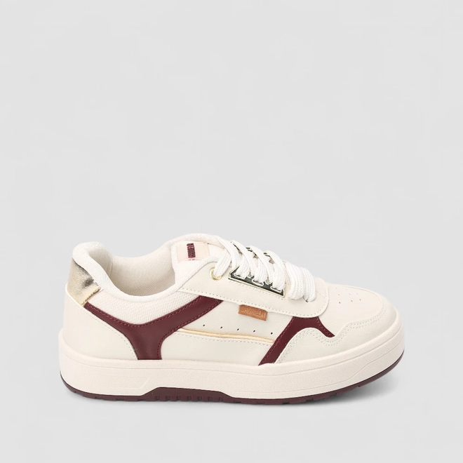 Tênis Casual Feminino Gabriela Detalhe Metalizado Off White