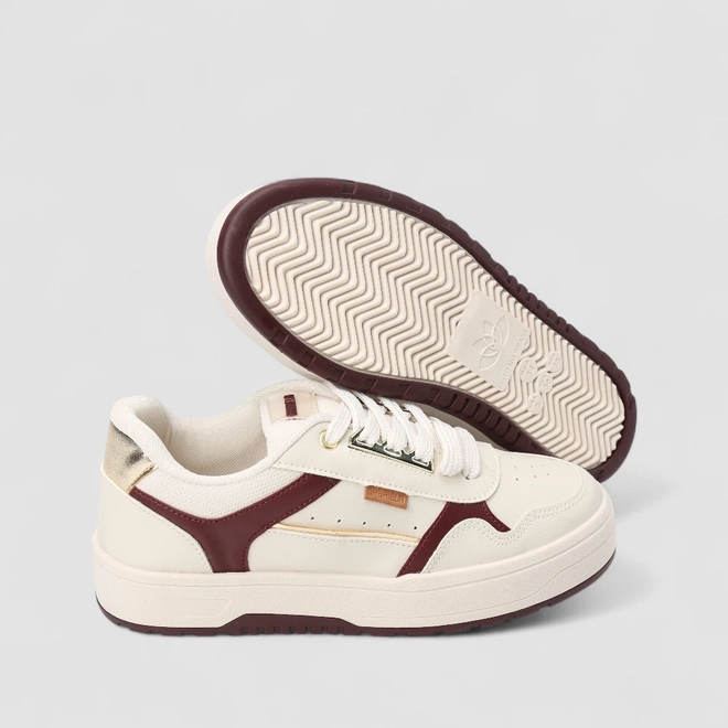 Tênis Casual Feminino Gabriela Detalhe Metalizado Off White