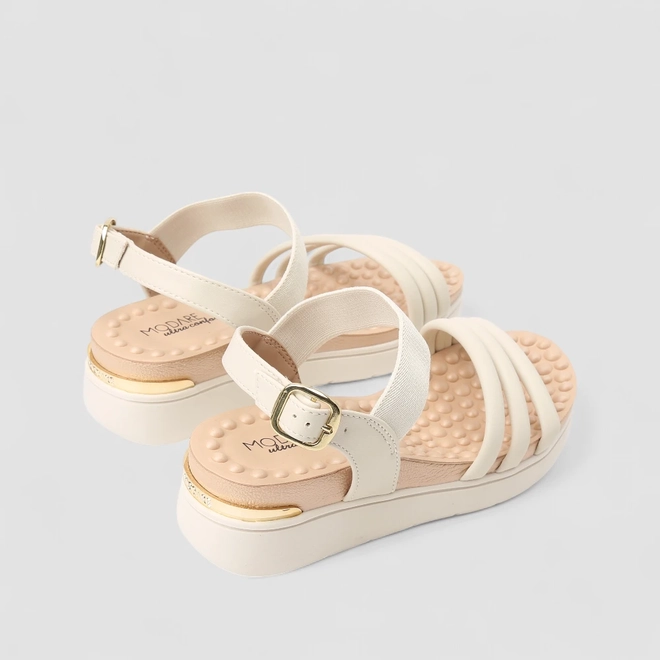 Sandália Feminina Modare Ultraconforto Elástico Multitiras Off White