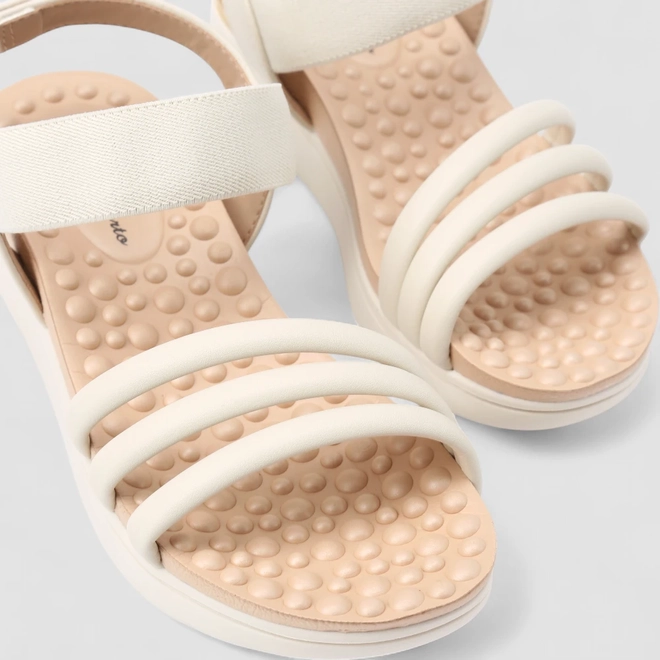 Sandália Feminina Modare Ultraconforto Elástico Multitiras Off White