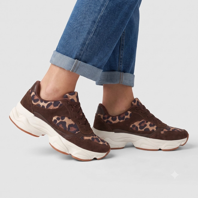 Tênis Casual Feminino Gabriela Onça Recortes Camurça Multicolor