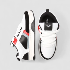 Tênis Casual Infantil Vertus Recorte Camurça Branco & Preto
