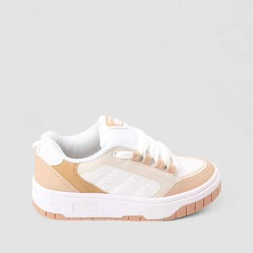 Tênis Casual Feminino Logus Detalhe Recorte Branco
