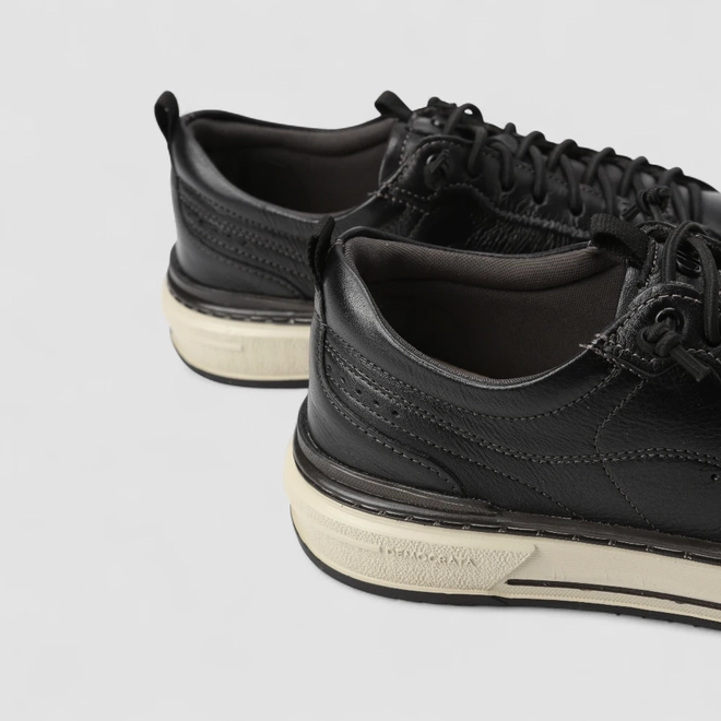 Tênis Casual Masculino Democrata Original Couro Preto