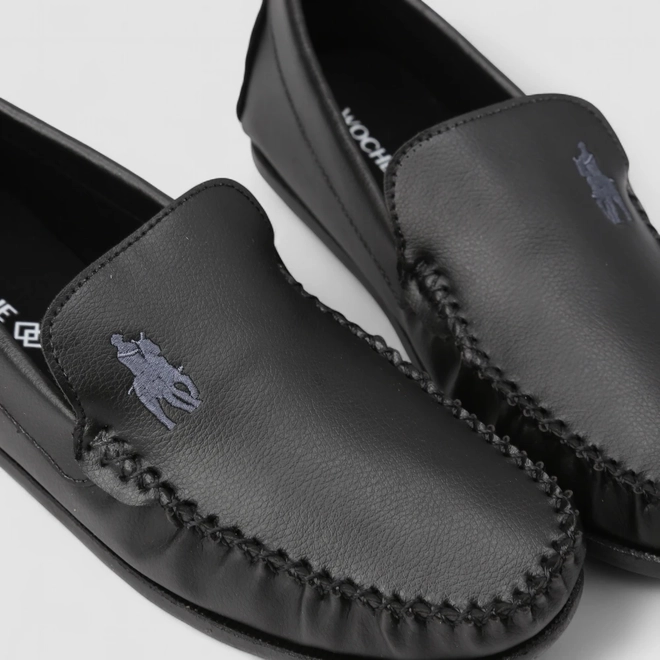 Mocassim Masculino Woche Detalhe Bordado Preto