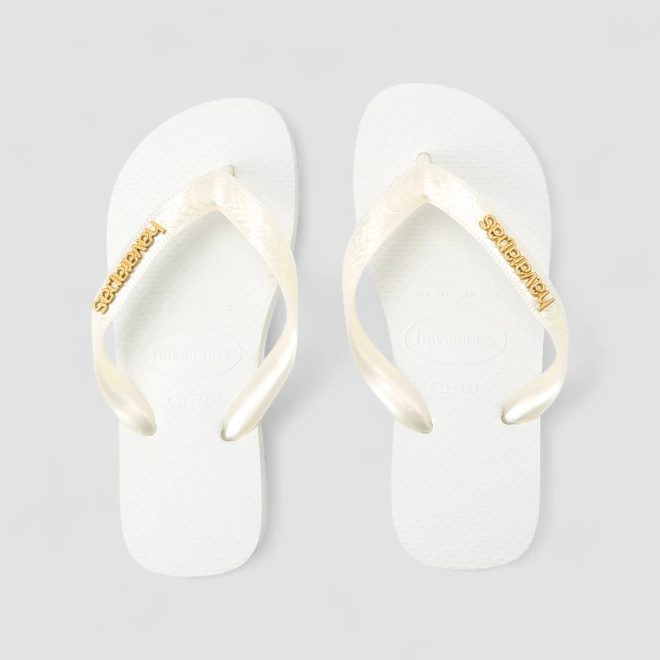 Chinelo Feminino Havaianas Detalhe Dourado Branco