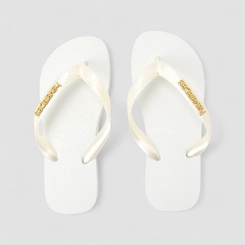 Chinelo Feminino Havaianas Detalhe Dourado Branco
