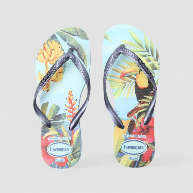 Chinelo Feminino Havaianas Slim Tropical Azul