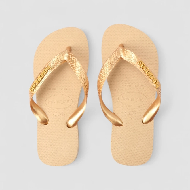 Chinelo Feminino Havaianas Original Dourado Bege