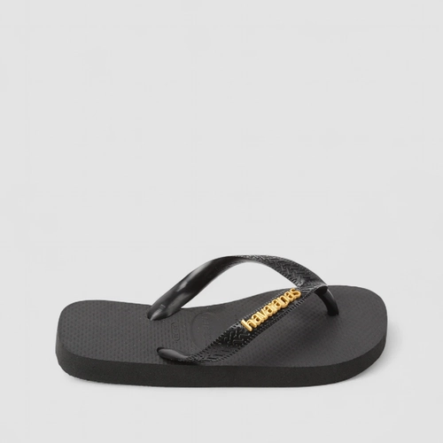 Chinelo Feminino Havaianas Original Logo Dourado Preto