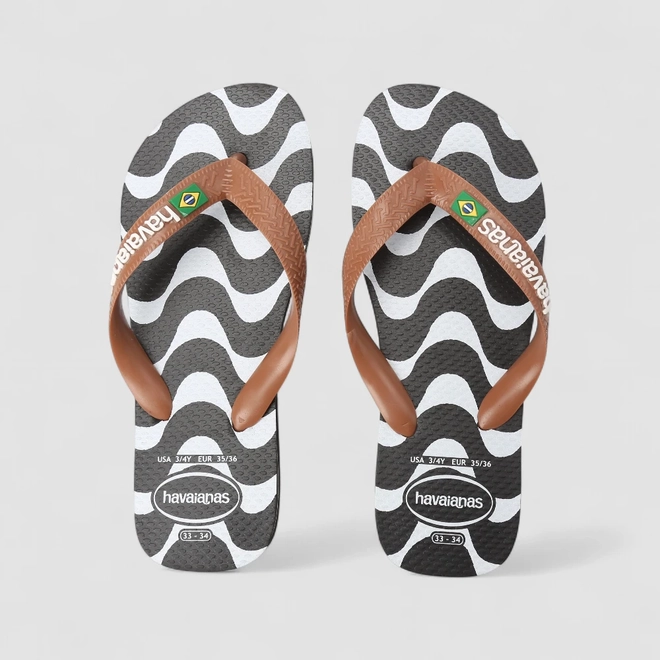 Chinelo Feminino Havaianas Original Ondas Preto E Branco
