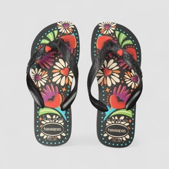 Chinelo Feminino Havaianas Original Estampado Floral Preto