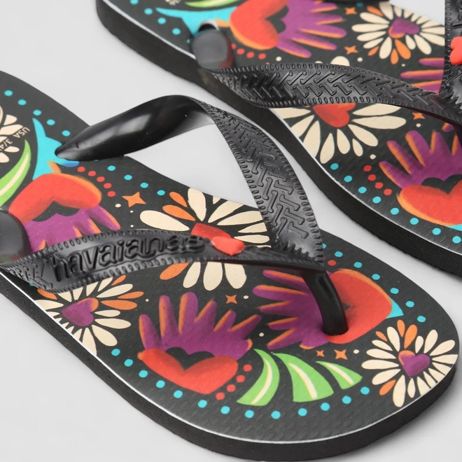 Chinelo Feminino Havaianas Original Estampado Floral Preto
