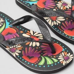 Chinelo Feminino Havaianas Original Estampado Floral Preto