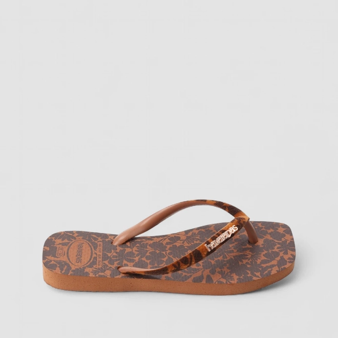 Chinelo Feminino Havaianas Slim Square Velvet Marrom