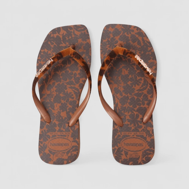 Chinelo Feminino Havaianas Slim Square Velvet Marrom