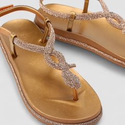 Sandália Feminina Gabriela Tira Strass Bronze