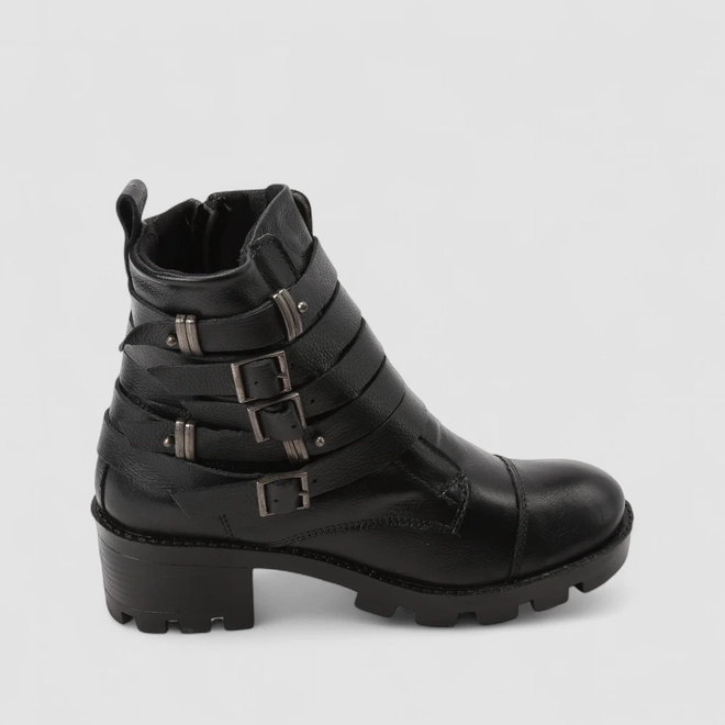 Bota Feminina Gabriela Cano Médio Multitiras Fivela Preto