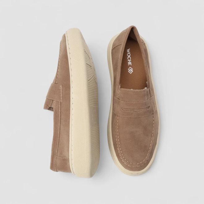 Mocassim Masculino Woche Camurça Marrom
