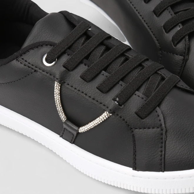 Tênis Casual Feminino Penélope Detalhe Strass Metalizado Preto