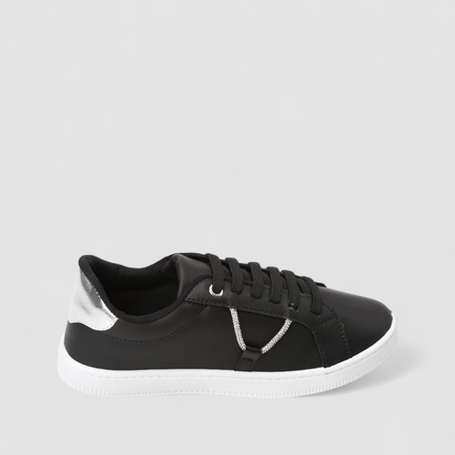 Tênis Casual Feminino Penélope Detalhe Strass Metalizado Preto