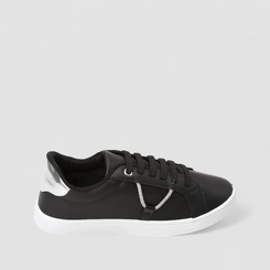 Tênis Casual Feminino Penélope Detalhe Strass Metalizado Preto