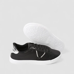 Tênis Casual Feminino Penélope Detalhe Strass Metalizado Preto