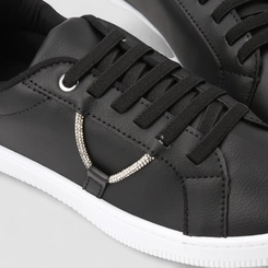 Tênis Casual Feminino Penélope Detalhe Strass Metalizado Preto