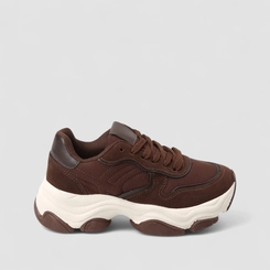 Tênis Chunky Feminino Gabriela Recorte Camurça Marrom