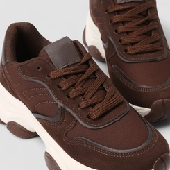 Tênis Chunky Feminino Gabriela Recorte Camurça Marrom