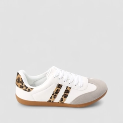 Tênis Casual Feminino Penelope Detalhe Recorte Onça Branco