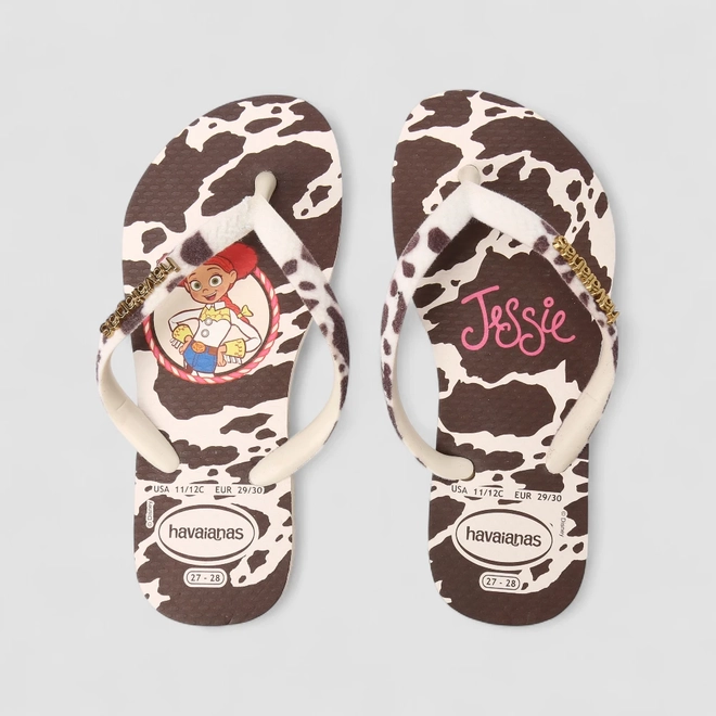 Chinelo Infantil Havaianas Original Toy Story Jessie Animal Print Vaca