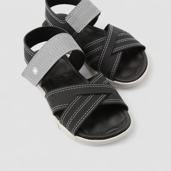 Sandália Infantil Molekinho Tira Contato Preto & Cinza