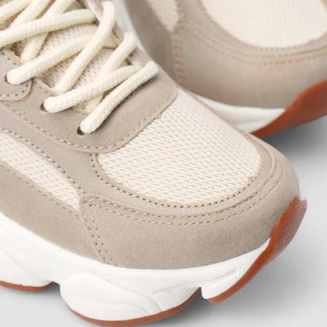 Tênis Chunky Feminino Gabriela Recorte Camurça Bege