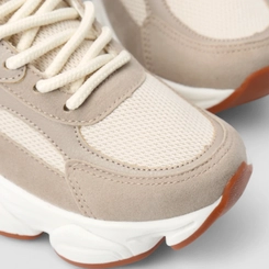 Tênis Chunky Feminino Gabriela Recorte Camurça Bege