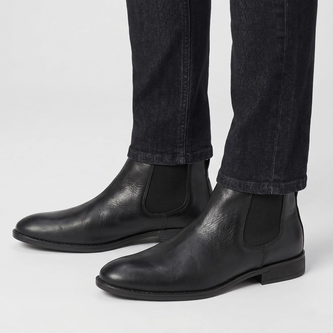 Bota Chelsea Masculina Bow River Couro Preta
