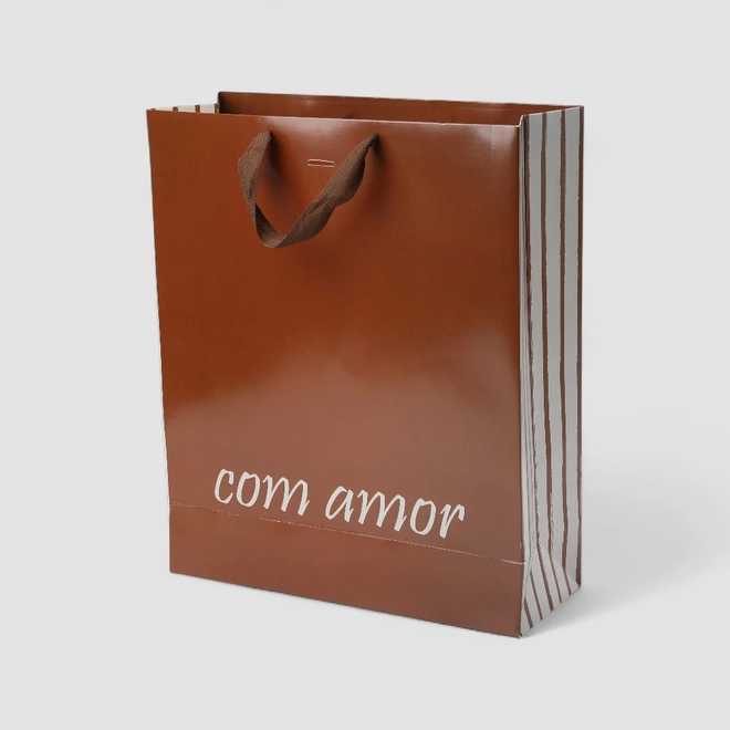 Sacola STZ Grande Com Amor Marrom