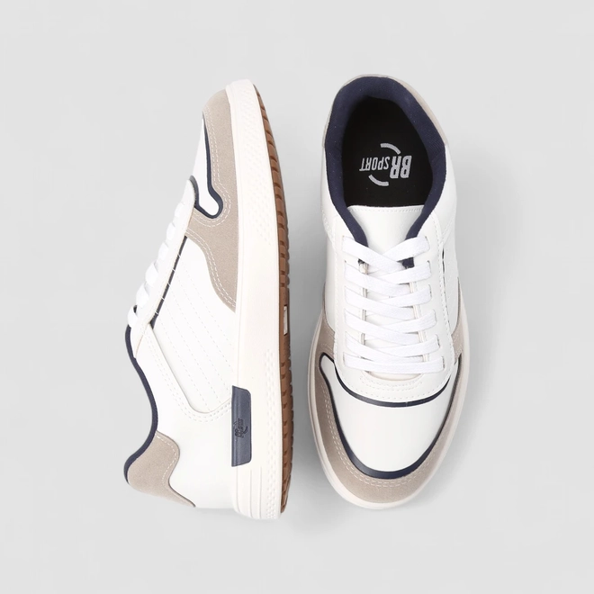 Tênis Casual Masculino BR Sport Recorte Camurça Branco