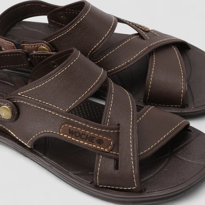 Sandália Masculina Woche Fecho Removível Marrom