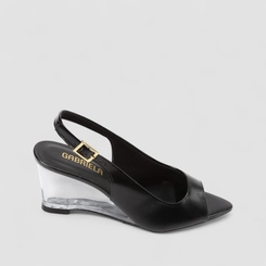 Peep Toe Slingback Gabriela Salto Anabela Preto