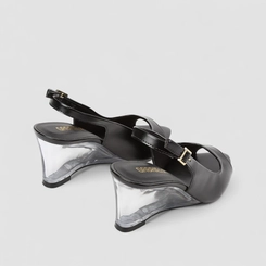 Peep Toe Slingback Gabriela Salto Anabela Preto
