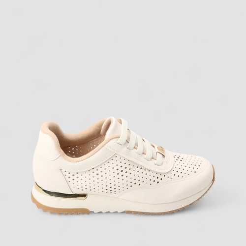 Tênis Casual Feminino Modare Ultraconforto Detalhe Metalizado Perfurado Off White