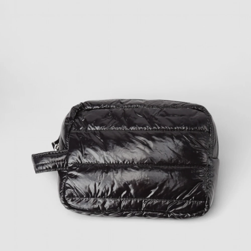 Necessaire Gabriela Pequena Puffer Brilhante Preto