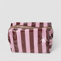 Kit Necessaire Gabriela Transparente Marrom & Rosa