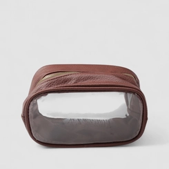 Kit Necessaire Gabriela Transparente Marrom & Rosa
