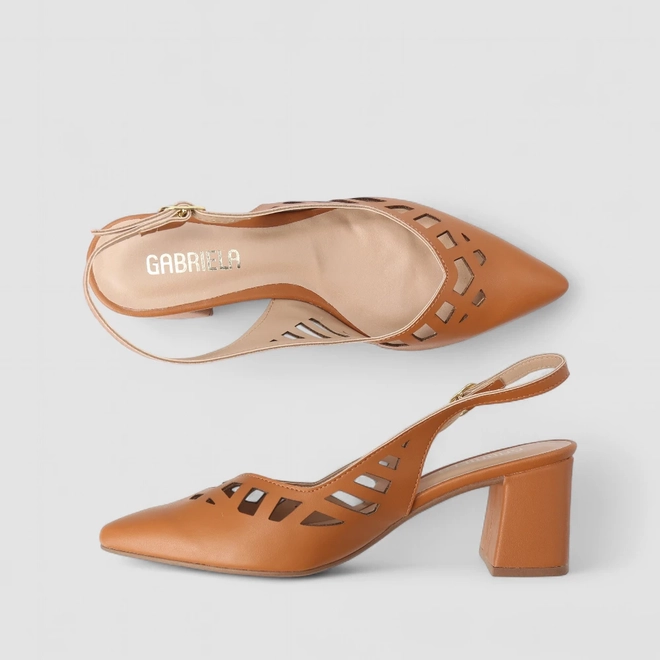 Scarpin Slingback Feminino Gabriela Perfuros Caramelo