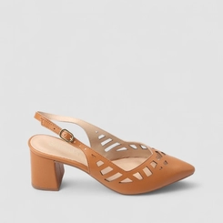 Scarpin Slingback Feminino Gabriela Perfuros Caramelo