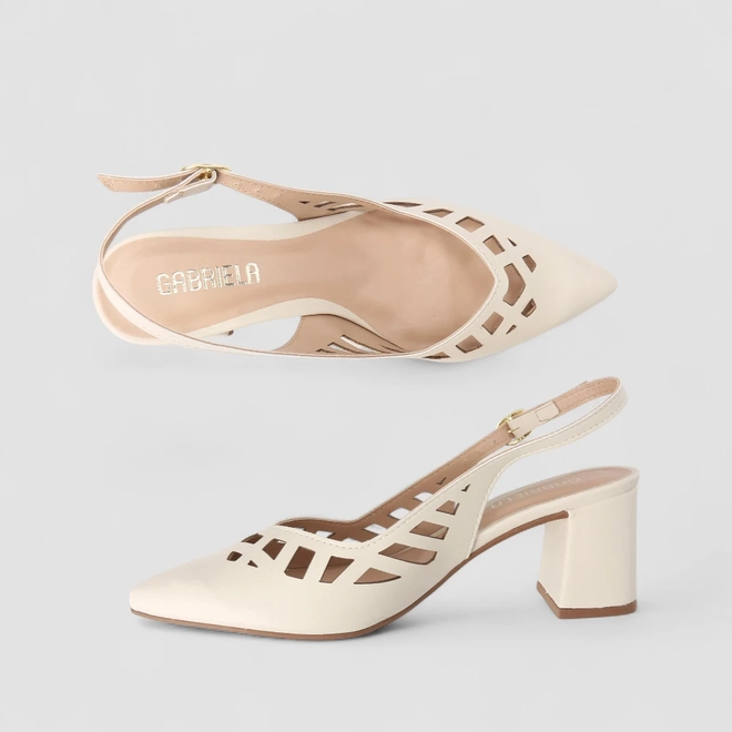 Scarpin Slingback Feminino Gabriela Perfuros Off White