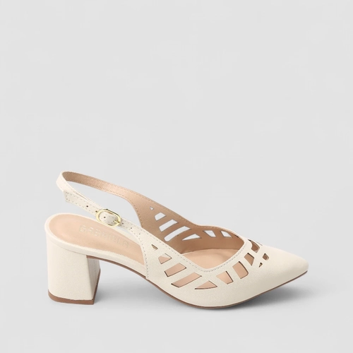 Scarpin Slingback Feminino Gabriela Perfuros Off White